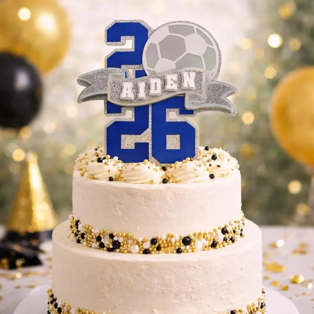 Personalized Soccer Graduation Cake Topper | Class of 2026 Custom Name Decor